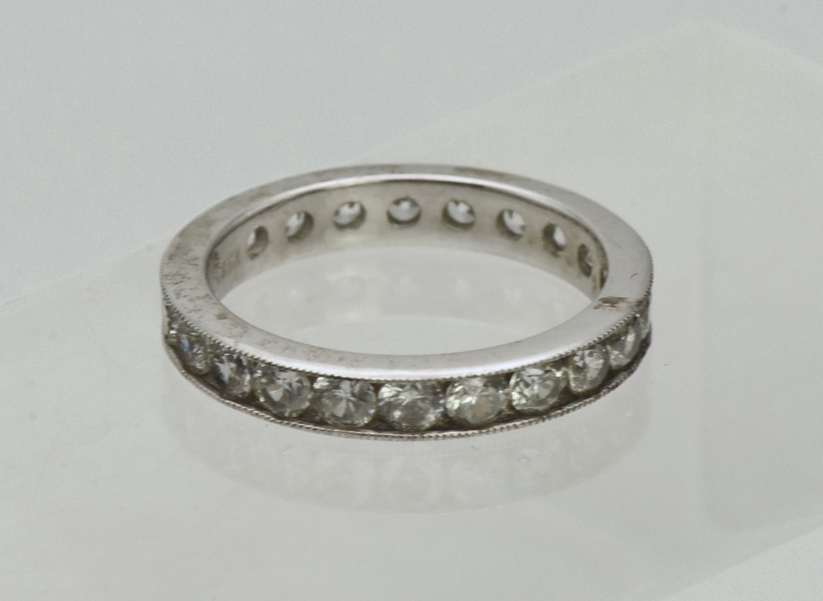 Vintage Channel Set Cubic Zirconia Sterling Silver Band - Size 6
