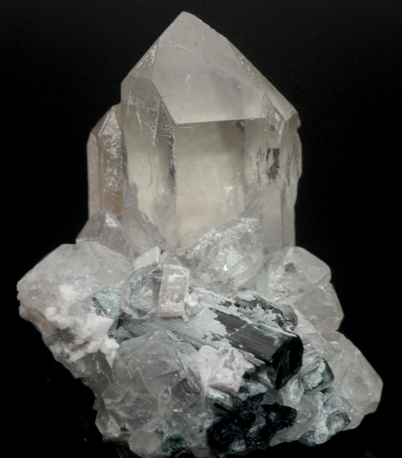 Quartz with Black Tourmaline Crystals Mineral Specimen - Afghanistan