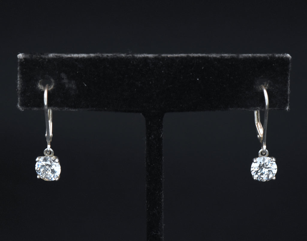 Vintage Cubic Zirconia Sterling Silver Dangle Earrings