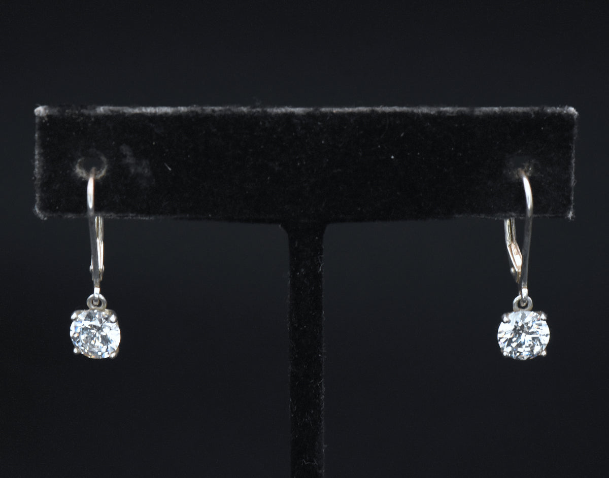 Vintage Cubic Zirconia Sterling Silver Dangle Earrings