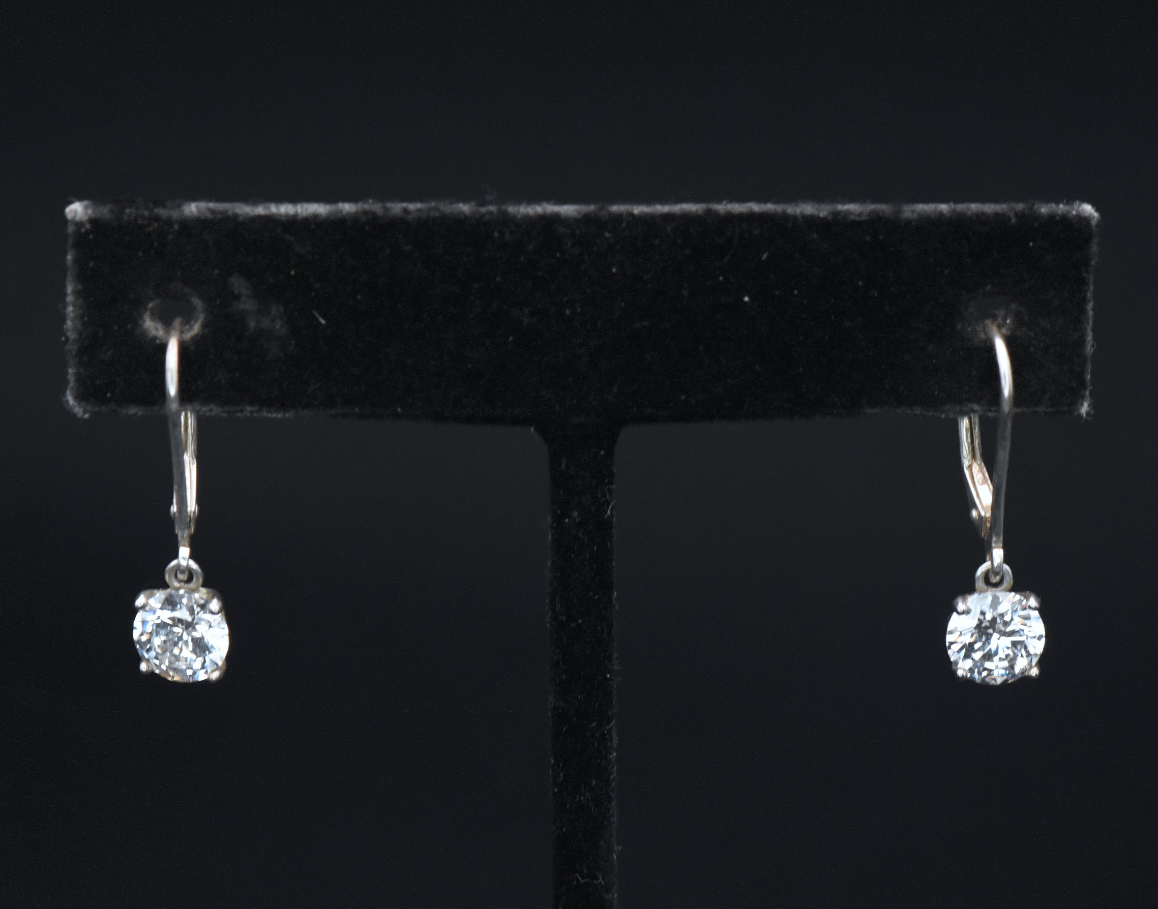 Vintage Cubic Zirconia Sterling Silver Dangle Earrings