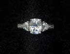 Vintage Cushion Cut Cubic Zirconia Sterling Silver Ring - Size 7