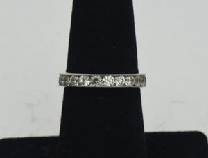 Vintage Channel Set Cubic Zirconia Sterling Silver Band - Size 6