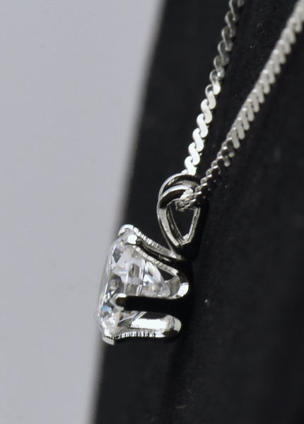 Cubic Zirconia Pendant on Chain Necklace - 17.75"