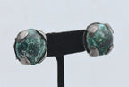 Vintage Handmade Chrysocolla Sterling Silver Screw Back Earrings