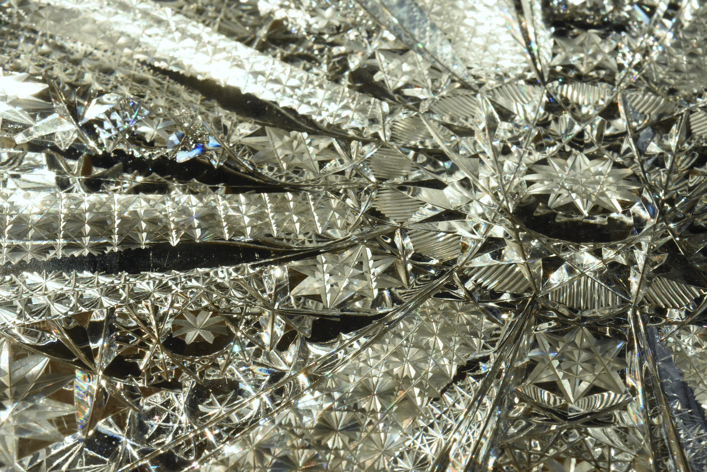 Antique Bohemian Cut Crystal Tray