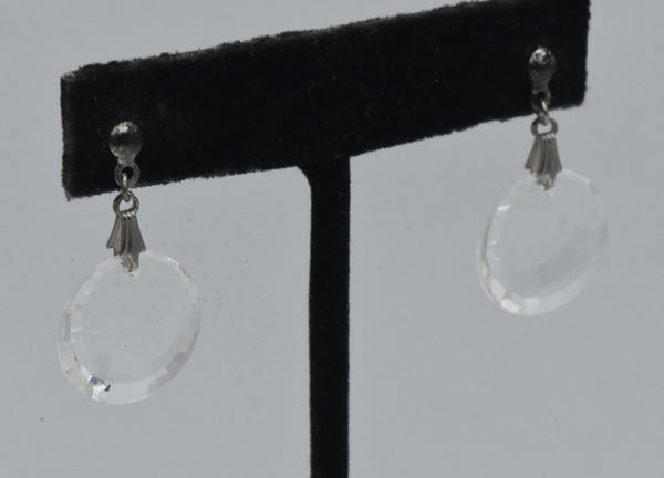 Vintage Sterling Silver Glass Crystal Dangle Earrings