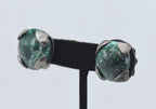 Vintage Handmade Chrysocolla Sterling Silver Screw Back Earrings