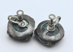 Vintage Handmade Chrysocolla Sterling Silver Screw Back Earrings