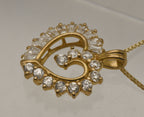Vintage Cubic Zirconia Vermeil Heart Pendant on Gold Tone Chain Necklace - 18"