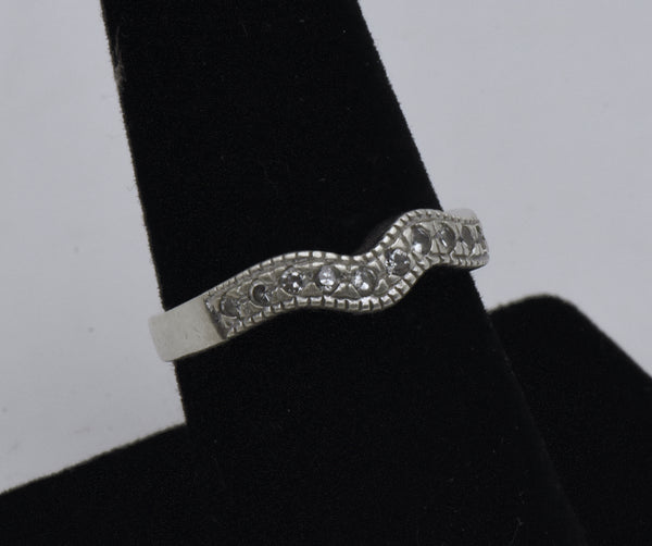 Ross-Simons - Vintage Sterling Silver Cubic Zirconia Wavy Band - Size 8