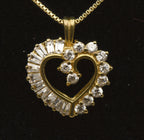 Vintage Cubic Zirconia Vermeil Heart Pendant on Gold Tone Chain Necklace - 18"