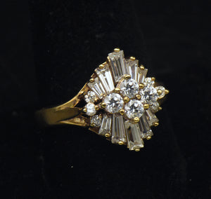 Vintage Cubic Zirconia Vermeil Ring - Size 10