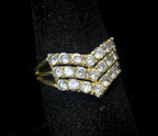 Vintage 14k CZ Chevron Ring - Size 6.25