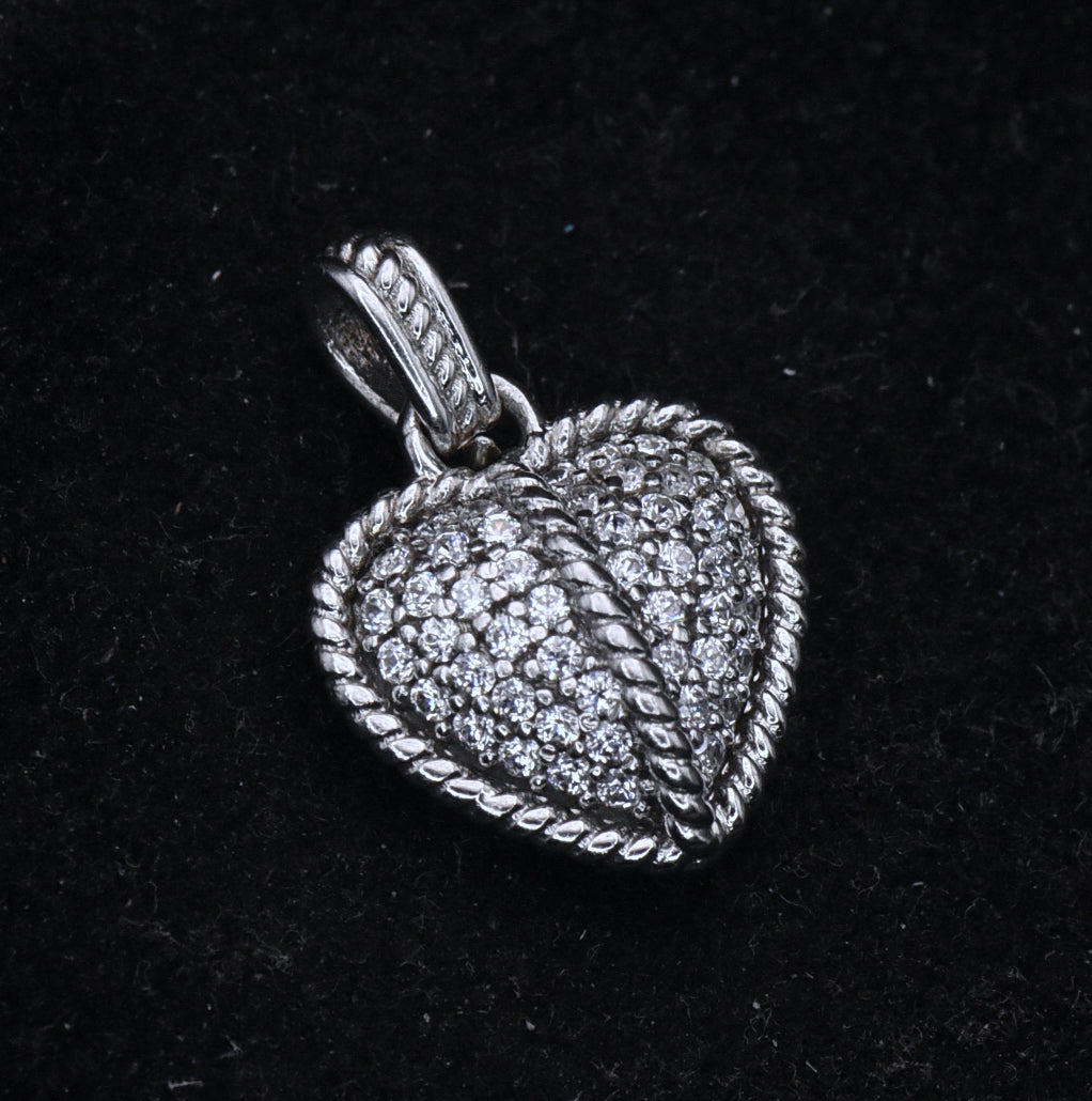 Judith Ripka - Sterling Silver Cubic Zirconia Heart Charm