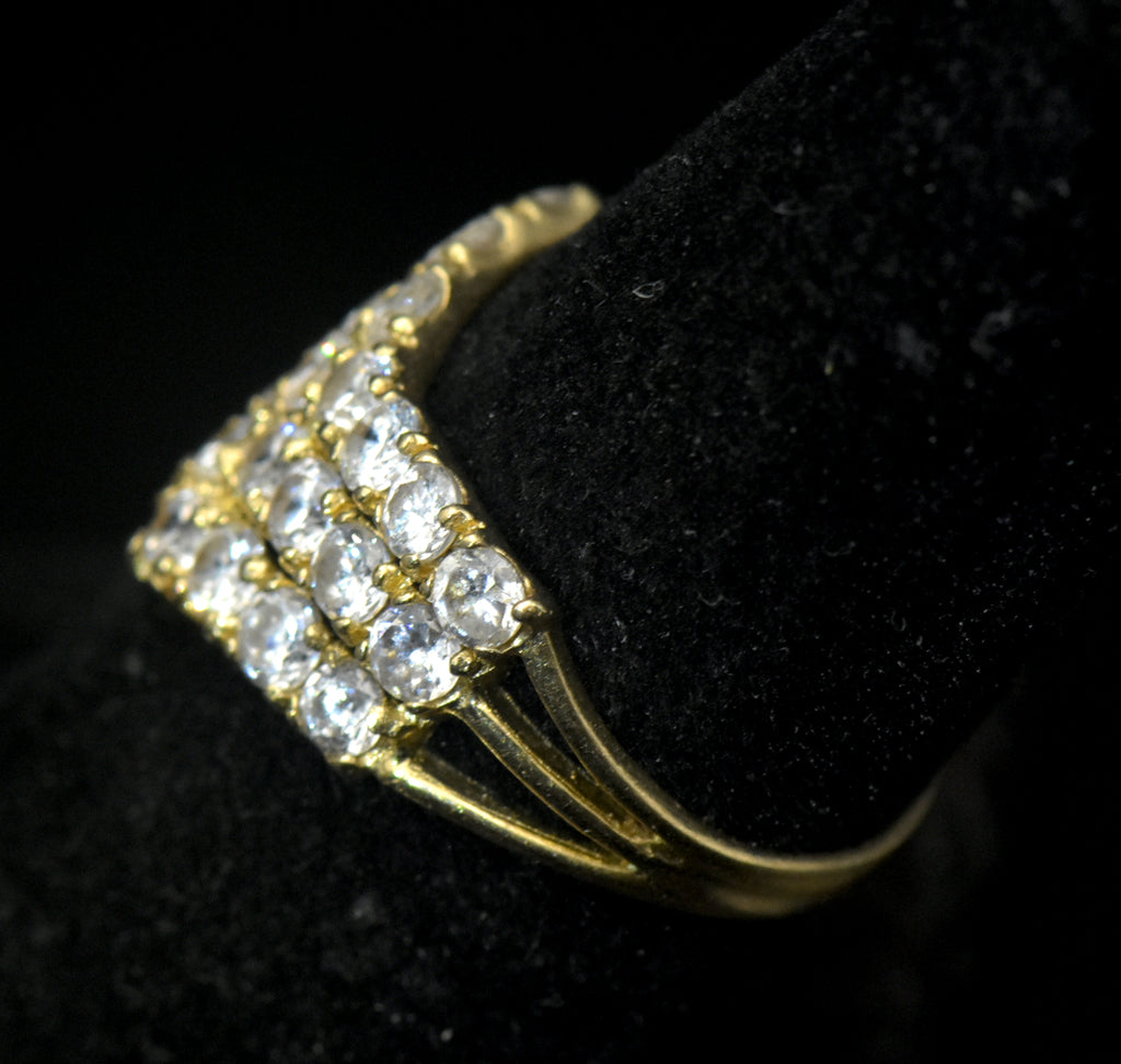 Vintage 14k CZ Chevron Ring - Size 6.25
