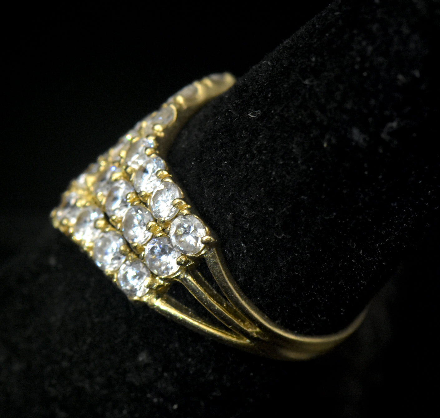 Vintage 14k CZ Chevron Ring - Size 6.25