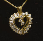 Vintage Cubic Zirconia Vermeil Heart Pendant on Gold Tone Chain Necklace - 18"
