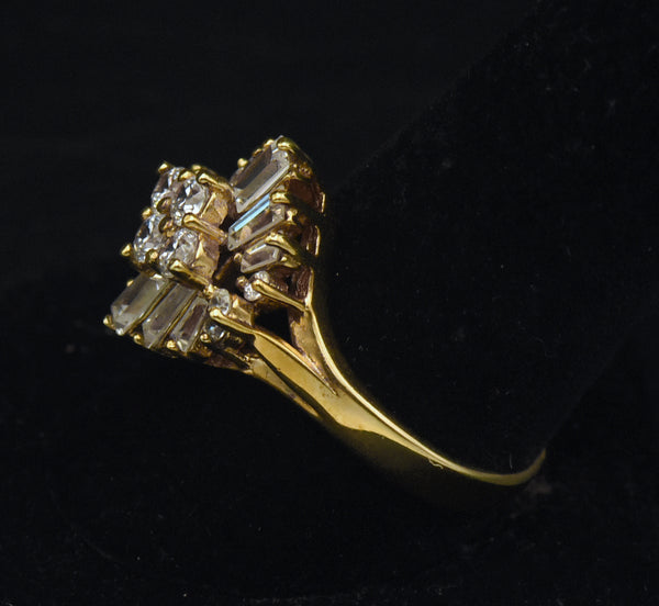 Vintage Cubic Zirconia Vermeil Ring - Size 10