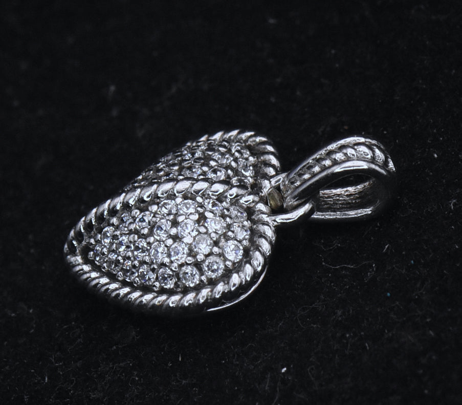 Judith Ripka - Sterling Silver Cubic Zirconia Heart Charm
