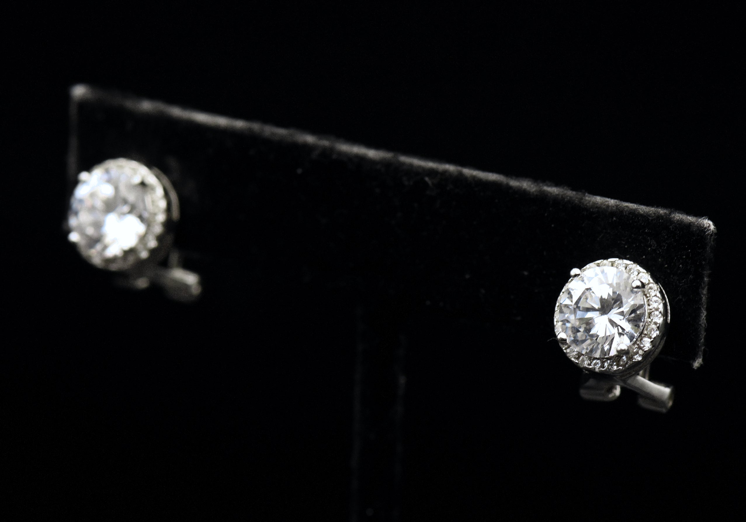 Vintage Cubic Zirconia Sterling Silver Stud Earrings