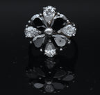 Vintage Sterling Silver Black and Colorless CZ Ring - Size 4.75