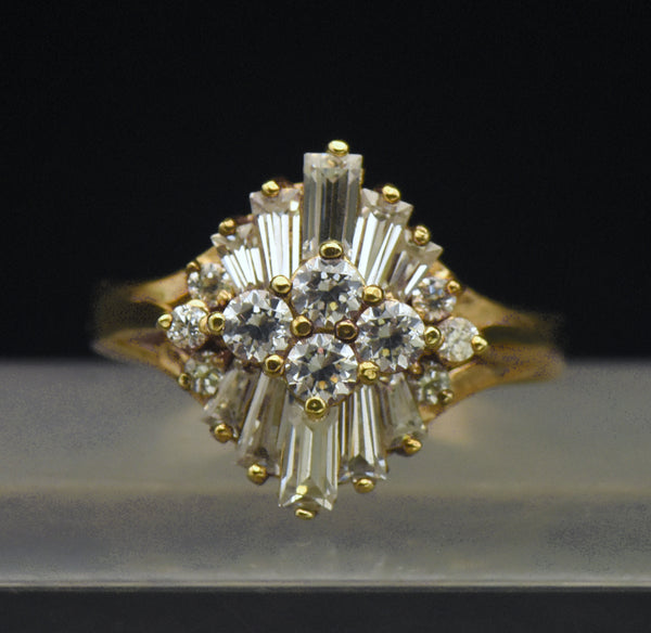 Vintage Cubic Zirconia Vermeil Ring - Size 10