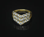 Vintage 14k CZ Chevron Ring - Size 6.25