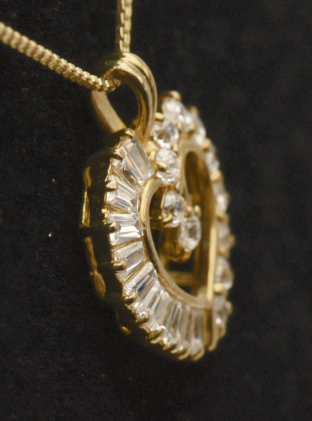 Vintage Cubic Zirconia Vermeil Heart Pendant on Gold Tone Chain Necklace - 18"