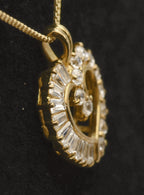 Vintage Cubic Zirconia Vermeil Heart Pendant on Gold Tone Chain Necklace - 18"