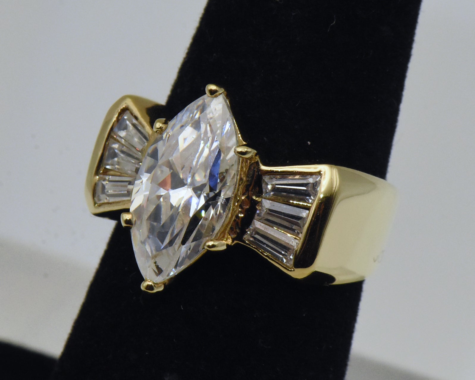 Vintage Vermeil Cubic Zirconia Bow Tie Ring - Size 6