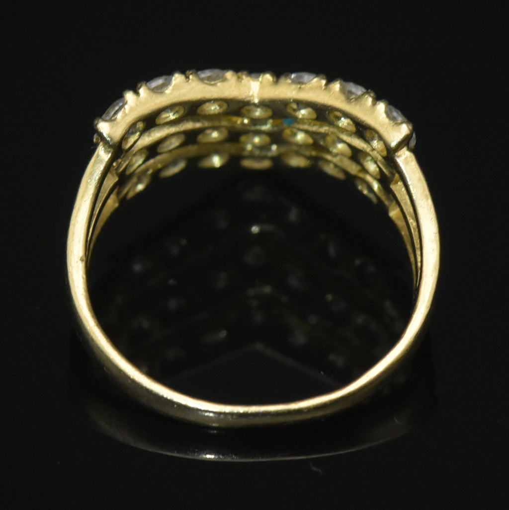 Vintage 14k CZ Chevron Ring - Size 6.25