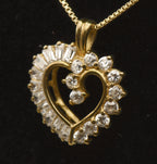 Vintage Cubic Zirconia Vermeil Heart Pendant on Gold Tone Chain Necklace - 18"