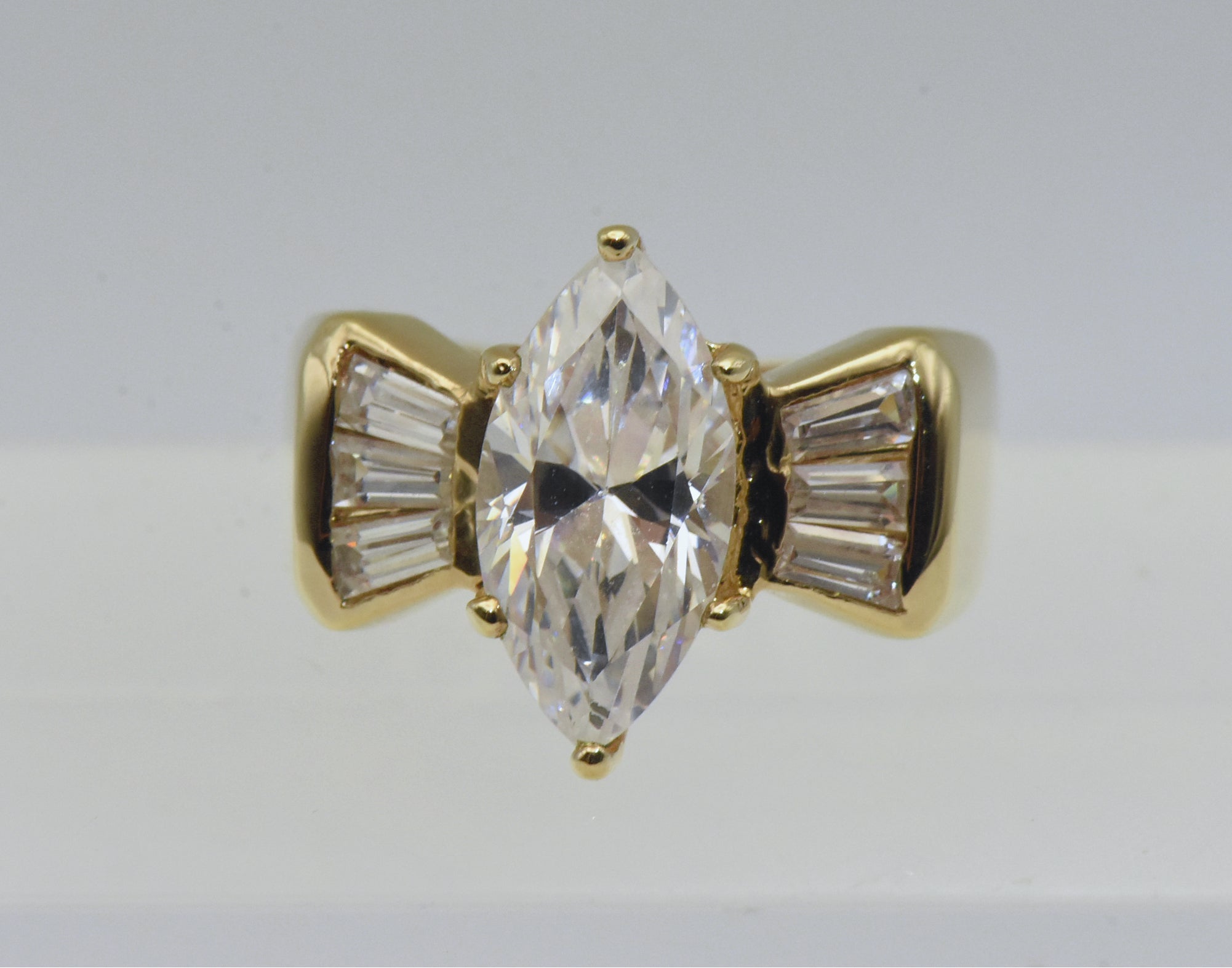 Vintage Vermeil Cubic Zirconia Bow Tie Ring - Size 6