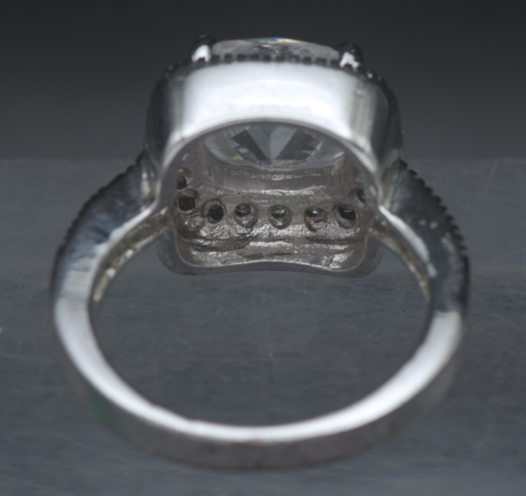 Vintage Rhodium Plated CZ Halo Ring - Size 7.25