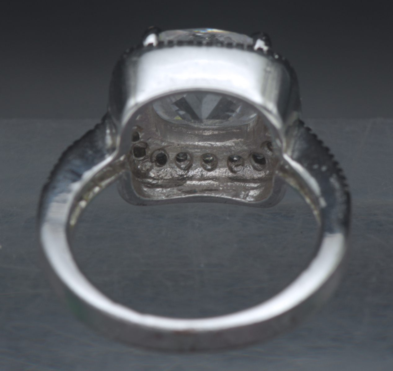 Vintage Rhodium Plated CZ Halo Ring - Size 7.25