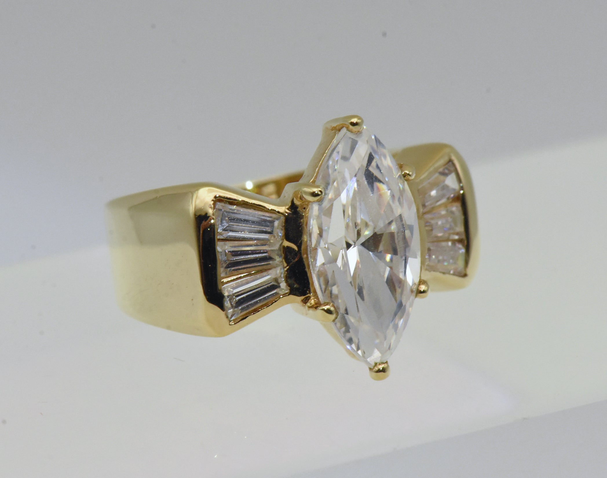 Vintage Vermeil Cubic Zirconia Bow Tie Ring - Size 6