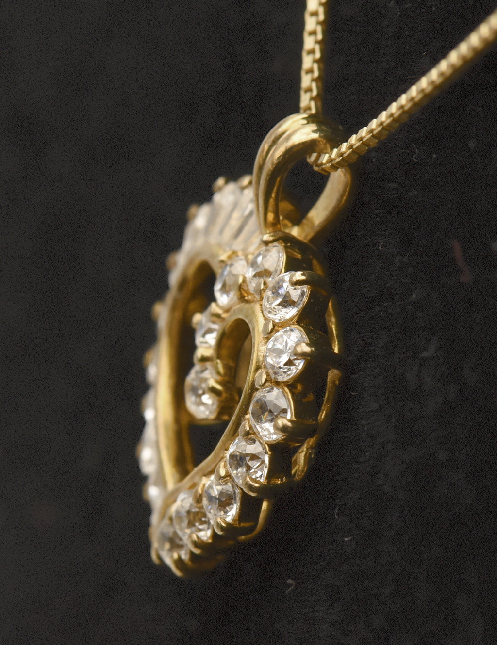 Vintage Cubic Zirconia Vermeil Heart Pendant on Gold Tone Chain Necklace - 18"