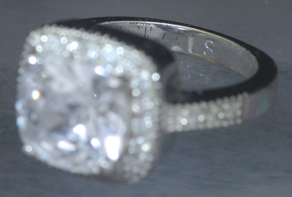 Vintage Rhodium Plated CZ Halo Ring - Size 7.25