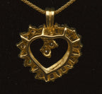 Vintage Cubic Zirconia Vermeil Heart Pendant on Gold Tone Chain Necklace - 18"