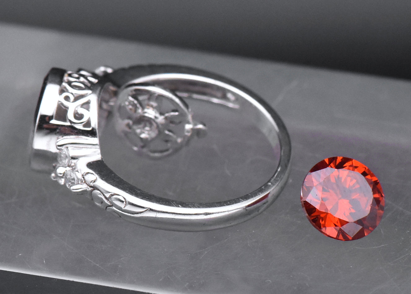 Sterling Silver Interchangeable Gem Ring - Size 7