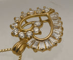 Vintage Cubic Zirconia Vermeil Heart Pendant on Gold Tone Chain Necklace - 18"