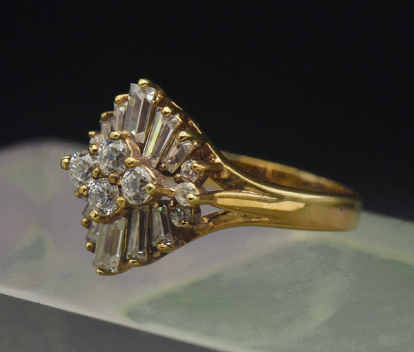 Vintage Cubic Zirconia Vermeil Ring - Size 10