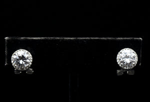 Vintage Cubic Zirconia Sterling Silver Stud Earrings