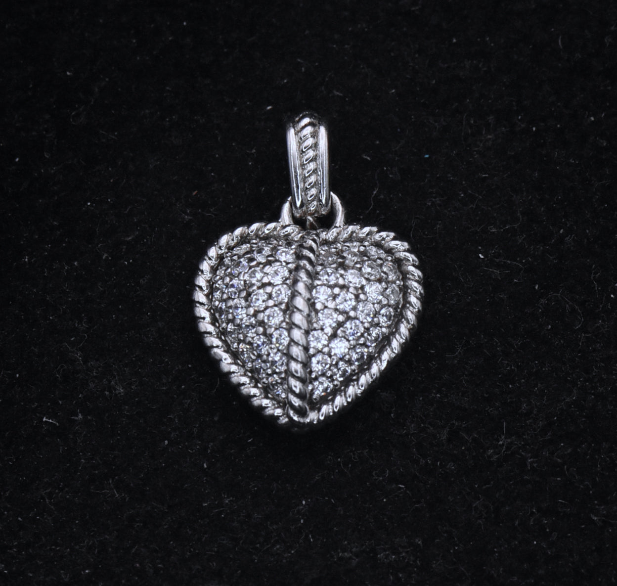 Judith Ripka - Sterling Silver Cubic Zirconia Heart Charm