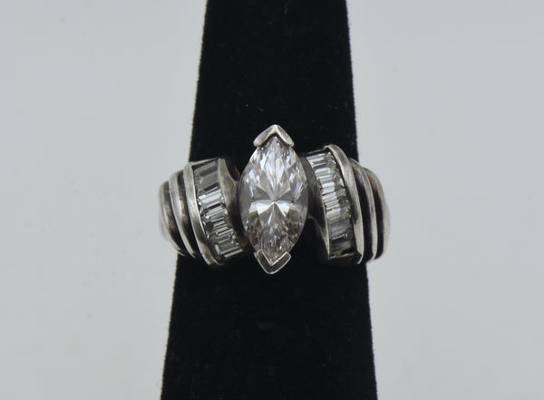 Vintage Cubic Zirconia Sterling Silver Ring - Size 4.75