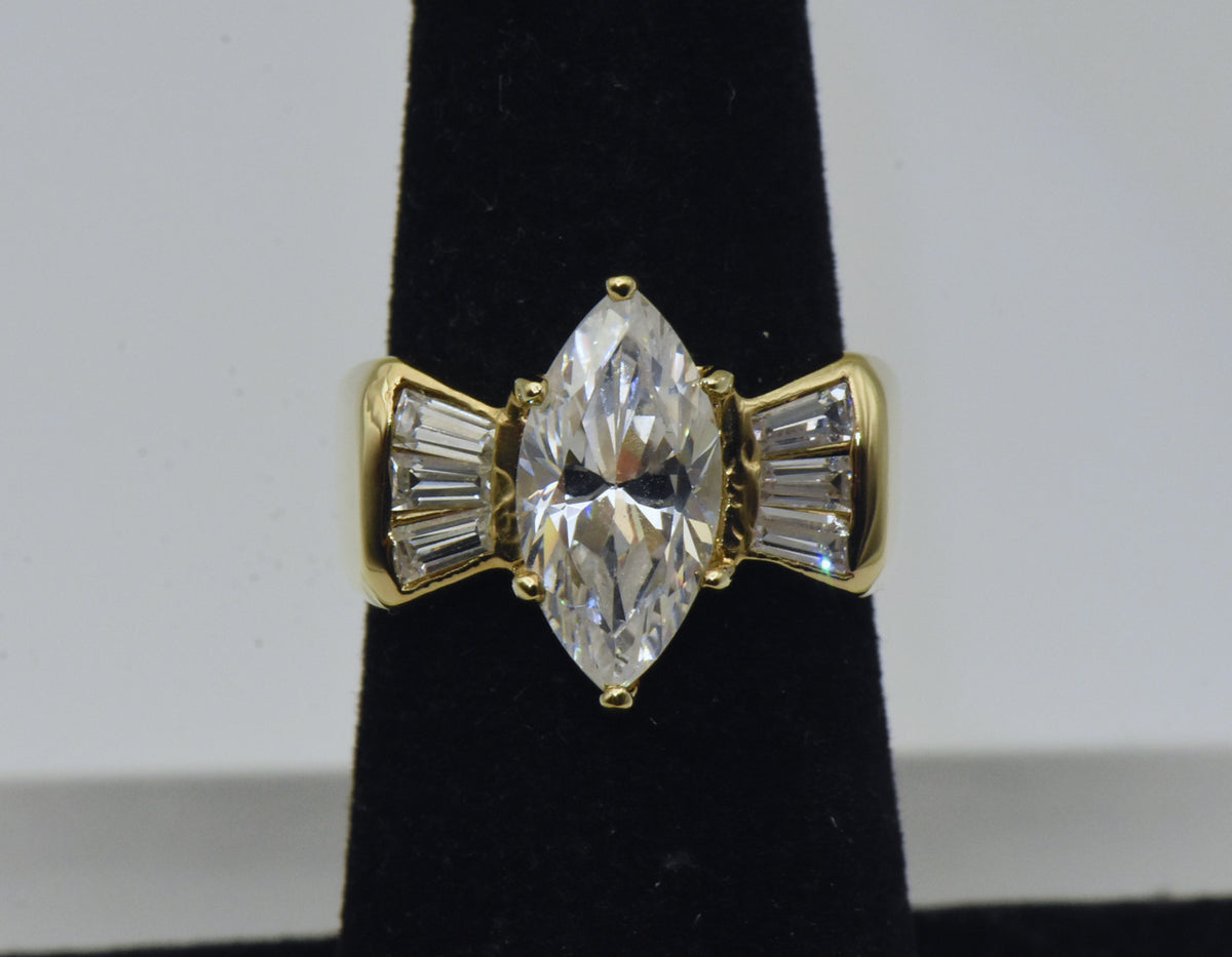 Vintage Vermeil Cubic Zirconia Bow Tie Ring - Size 6