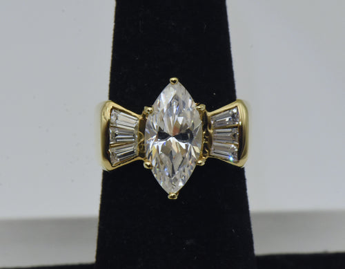 Vintage Vermeil Cubic Zirconia Bow Tie Ring - Size 6