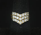 Vintage 14k CZ Chevron Ring - Size 6.25