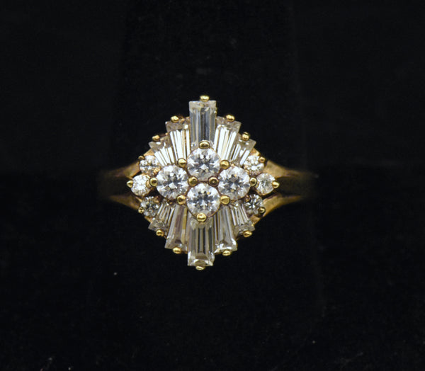 Vintage Cubic Zirconia Vermeil Ring - Size 10